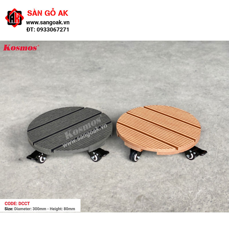 Đế lót chậu cây gỗ nhựa hình tròn DCCT Light Wood